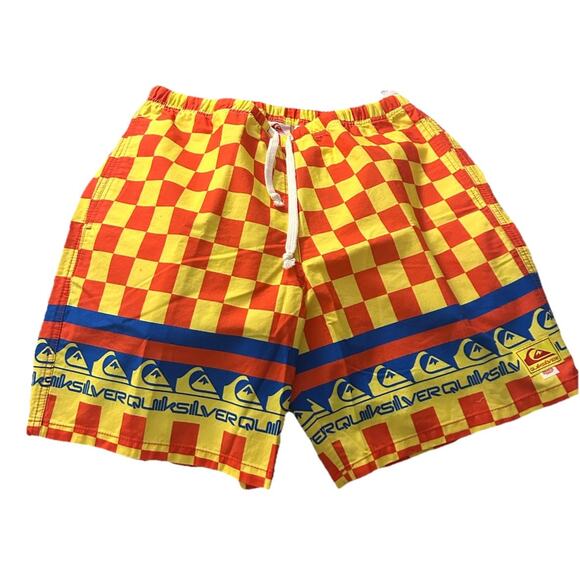 NWT Quiksilver X Stranger Things Shorts Trunks Men's Medium Yellow Surfer Boy - Picture 1 of 11